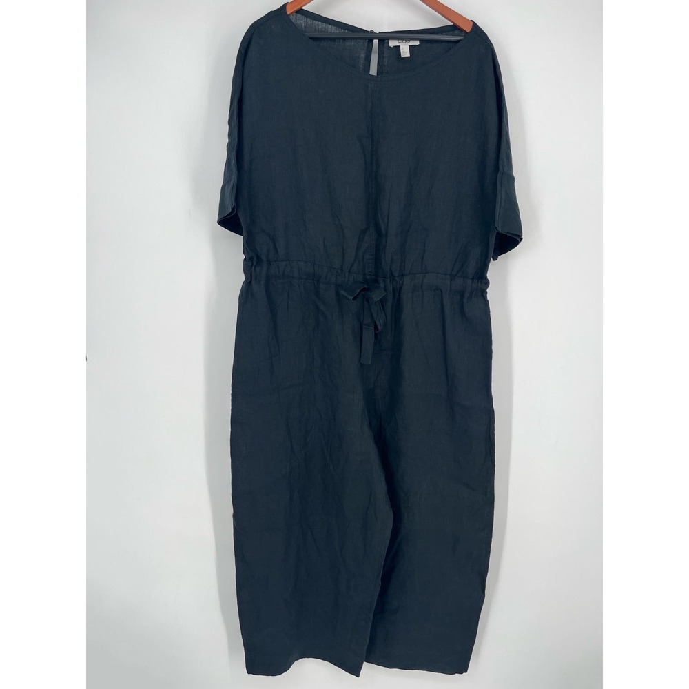 COS Black Linen Short-Sleeve Jumpsuit